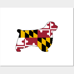 Clumber Spaniel Silhouette with Maryland Flag Posters and Art